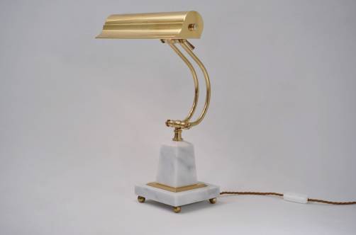Bankers desk lamp adjustable, brass & onyx, 1950`s ca, American